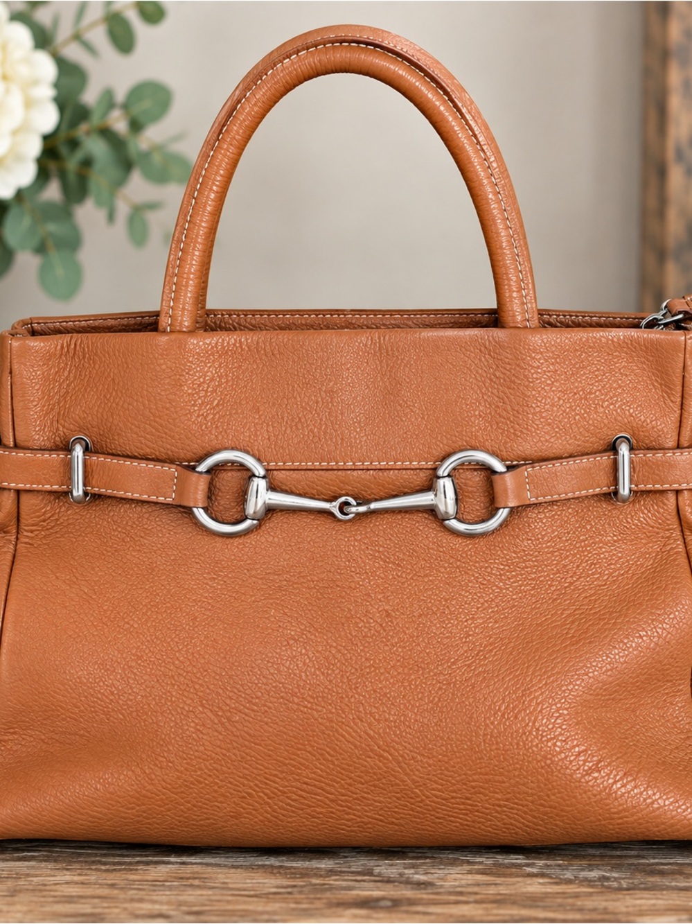 Vintage/Y2K Harrison J. Accessories Cognac Leather Equestrian Satchel Bag